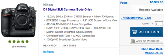 Nikon D4 in stock Nikon D800E, D4 now in stock