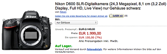 Nikon D600 price drop Amazon Germany Nikon D600 price drop in the UK, Germany