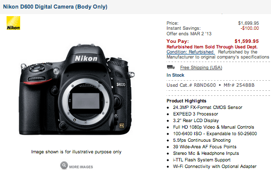 Refurbished-Nikon-D600-camera-price-drop