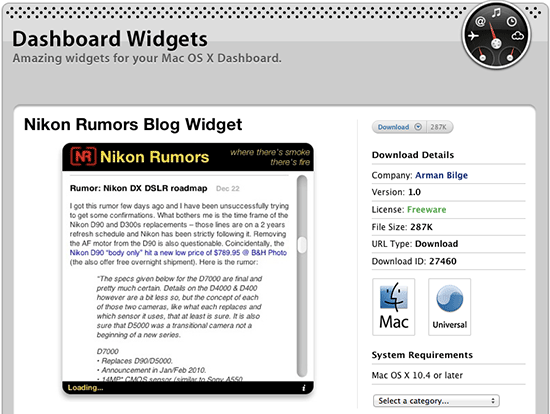 Nikon-Rumors-Dashboard-Widget