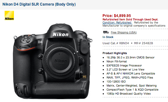 Nikon D4 Digital SLR Camera (Body Only) 