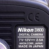 Nikon D800 camera made in Japan