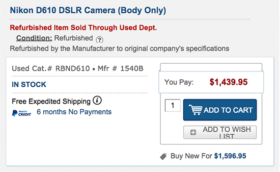 Refurbished Nikon D610 camera price drop Another $100 price drop on the Nikon Coolpix A, refurbished D610 now $1,439.95