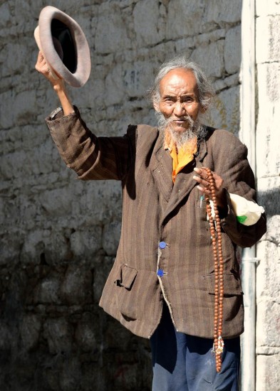 Happy old Tibetan man