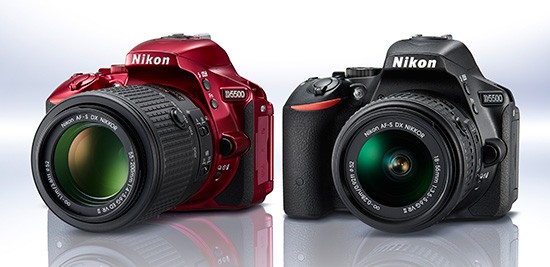 Nikon-D5500-DSLR-camera-in-red-and-black