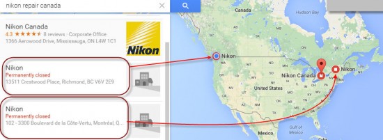 Two Nikon repair center closed in Canada