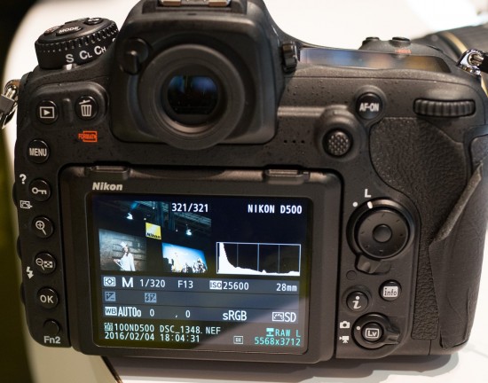 Nikon D500 ISO 25,600 info screen