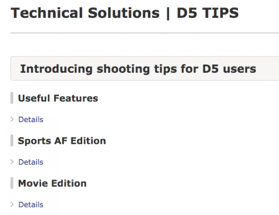 Nikon technical solutions shooting tips for D5
