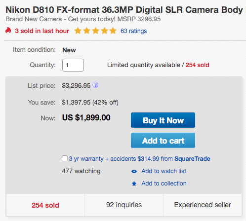 Nikon D810 low price