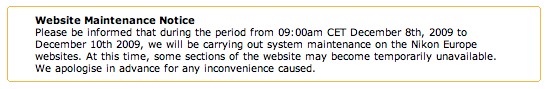 nikon-uk-website-maintenance