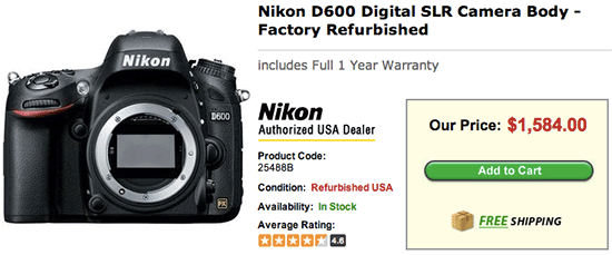 Refurbished-Nikon-D600-price-drop