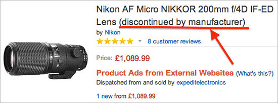 nikon 200mm micro discontinued