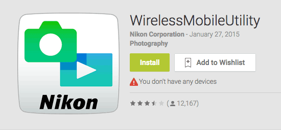 nikon wireless mobile utility