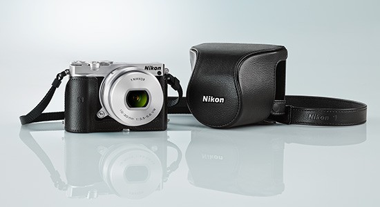Nikon-1-J5-camera-with-leather-case