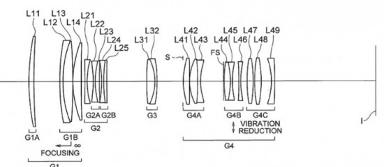 Nikon 70-200mm f:4 VR lens patent