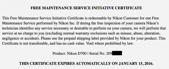 Nikon-D700-free-maintenance-service-initiative-offer