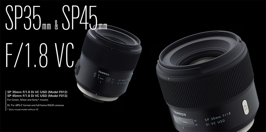 Tamron SP 35mm and 45mm f/1.8 Di VC USD lenses for Nikon F mount 