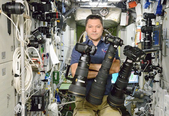 Russian cosmonaut Oleg Kononenko with Nikon gear on the ISS