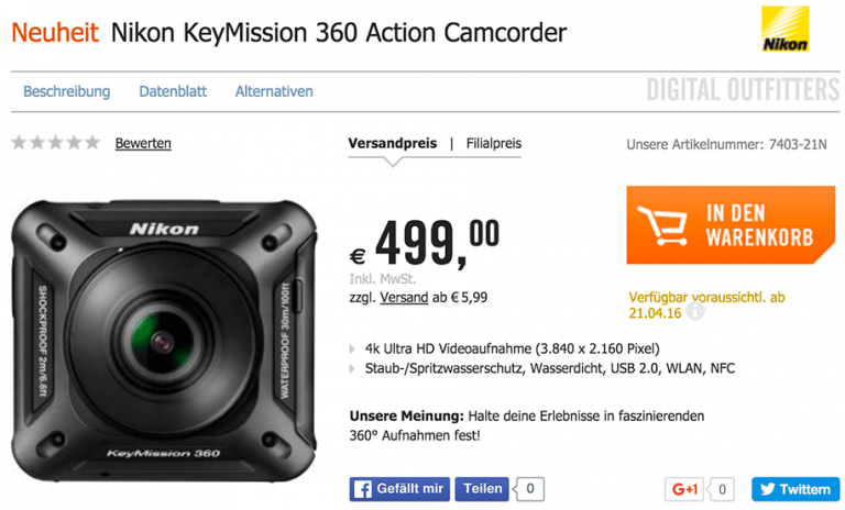 Nikon announces KeyMission 360 a 360-degree action camera at CES 2016