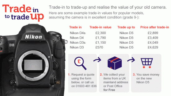 trade-up offer for Nikon D5:D500 cameras 2