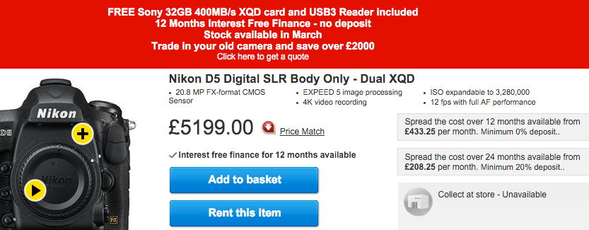 WEX Photographic and Jessops confirm: Nikon D5 will come with free Sony