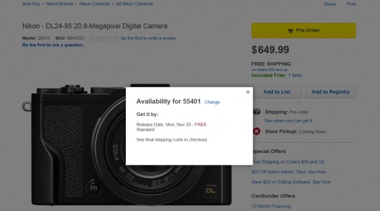 Nikon DL camera release date