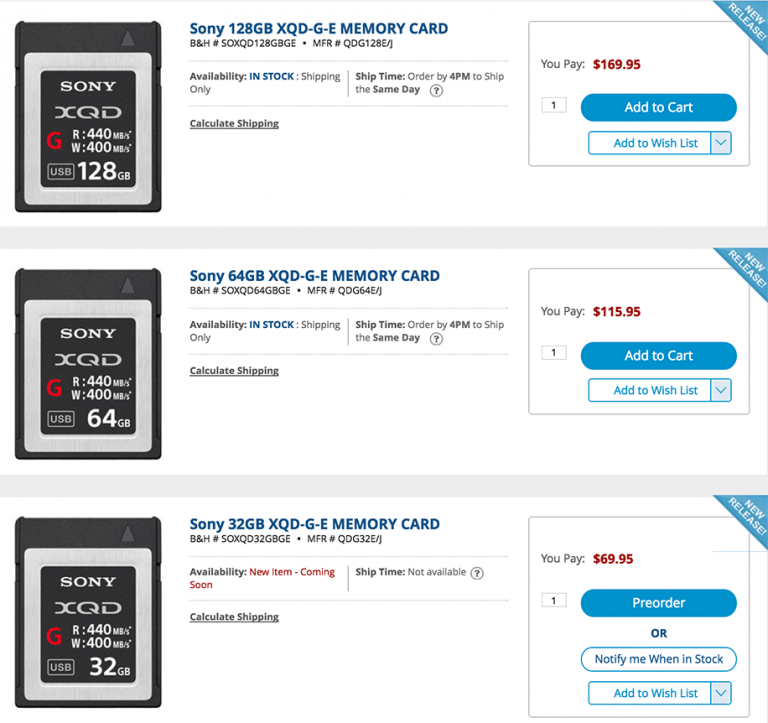 New Sony XQD G-E memory cards? - Nikon Rumors