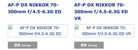 Nikon AF-P DX Nikkor 70-300mm f:4.5-6.3G ED lens
