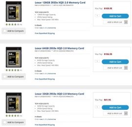 Lexar XQD memory cards sold out at Adorama, now in stock at B&H - Nikon