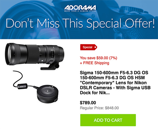 Another Weekend Deal Sigma 150 600mm F 5 6 3 Dg Os Hsm Contemporary Lens Free Usb Dock For 7 Nikon Rumors