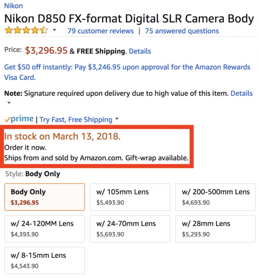 Amazon: Nikon D850 will be in stock on March 13th - Nikon Rumors