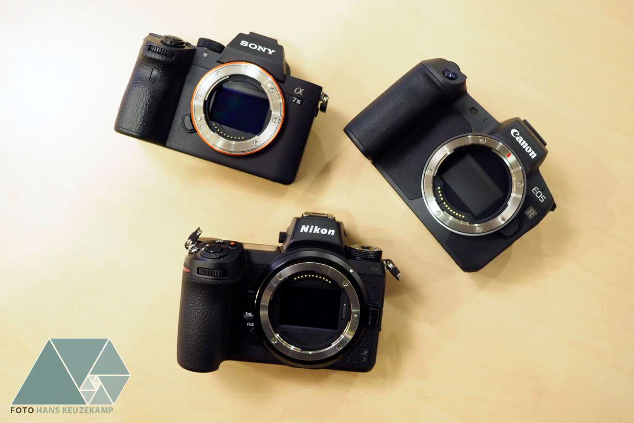 Sony A7, Nikon Z7 and EOS R full-frame mirrorless cameras by side - Nikon Rumors