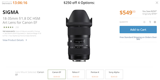 The Sigma 18 35mm F 1 8 Dc Hsm Art Lens For Nikon F Mount Is 250 Off Today Only Nikon Rumors