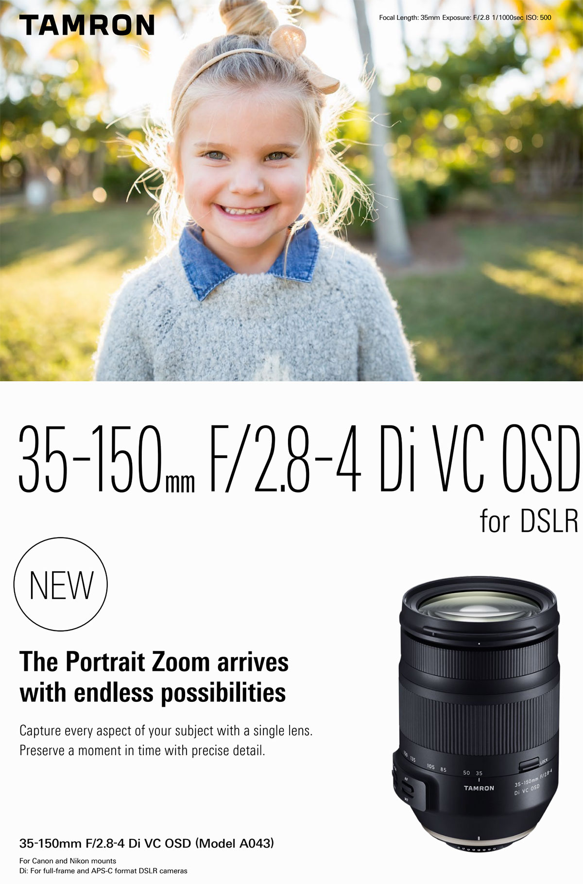 Tamron 35-150mm f⁄2.8-4 Di VC OSD lens officially announced (Model A043) -  Nikon Rumors