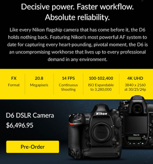 nikon d6 specifications