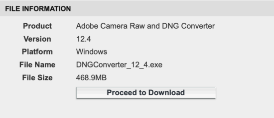 adobe dng converter 8.8