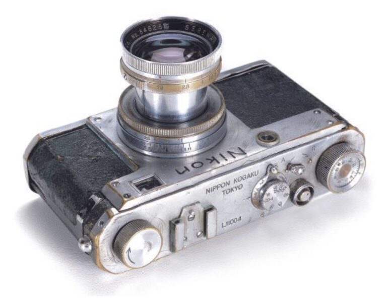 This Nikon L rangefinder camera prototype with a Leica screw mount set