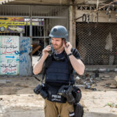 Working in War: Me during the battle for Mosul, Iraq with pre Z gear (photo: Philipp Schmidli)