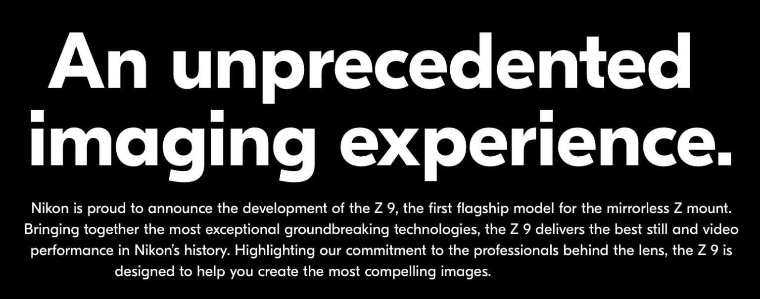 Nikon Z9 professional mirrorless camera development officially