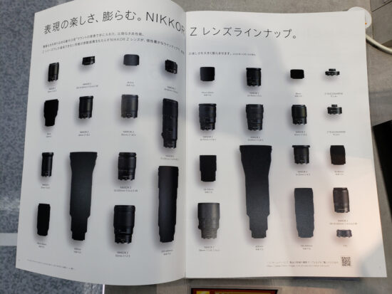 Close up of the lens catalog placed beside the Z5