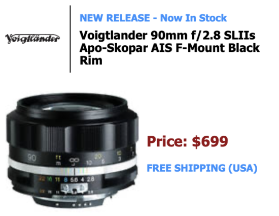 The new Voigtlander APO-SKOPAR 90mm f/2.8 SL II S lens for Nikon F-mount is now in stock (+ new Voigtlander lens rebates)