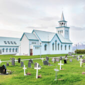 The beautiful church in Dalvík. Nikon D850, 24–70mm at 34mm, ISO 140, 1/40s at f/8