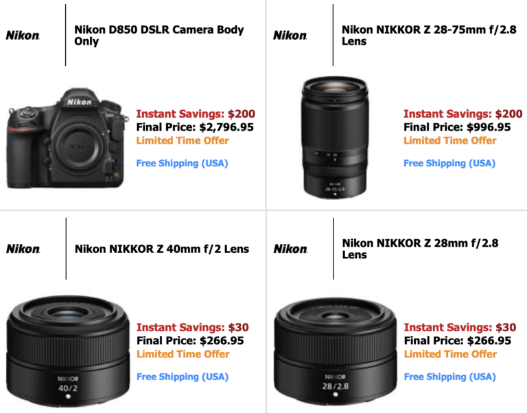 March Nikon USA rebates D850 and three Z lenses on sale Nikon Rumors