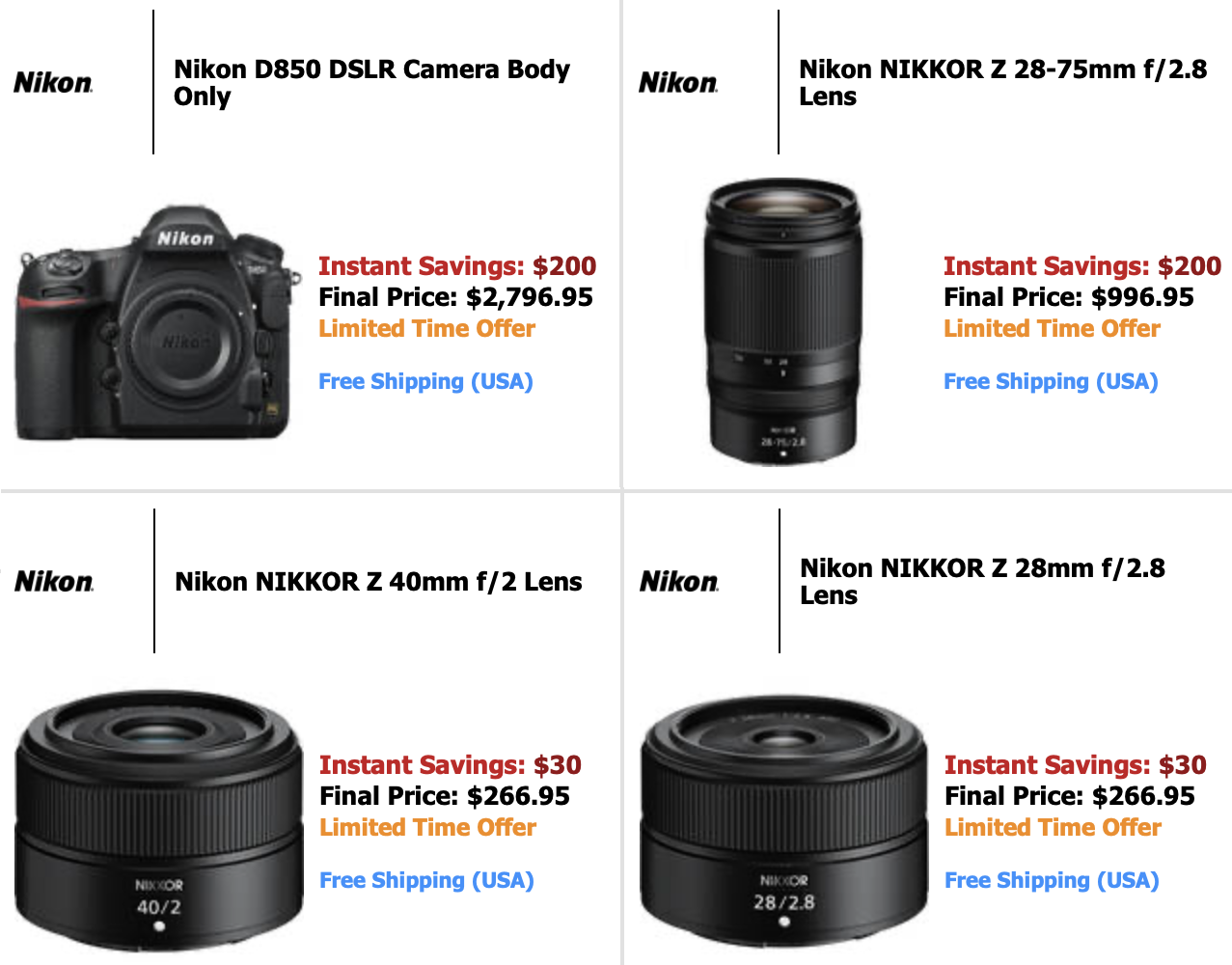 March Nikon USA rebates D850 and three Z lenses on sale Nikon Rumors