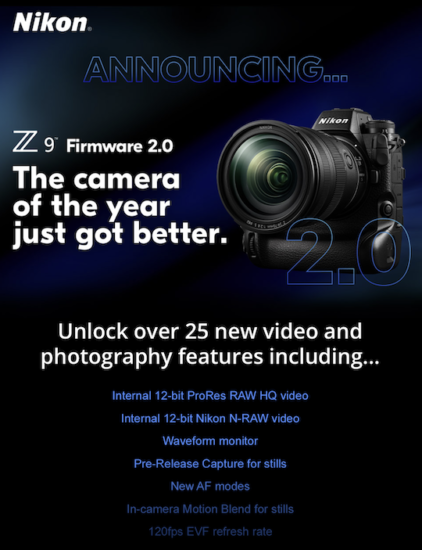 New Nikon Z9 firmware update version 2.0 announced - Nikon Rumors