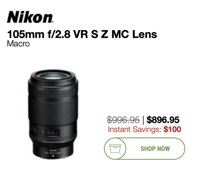 New discount the Nikon Nikkor Z MC 105mm f/2.8 VR S macro lens is now