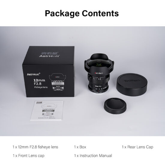 AstrHori 12mm f/2.8 fisheye and 18mm f/8 shift full-frame lenses for