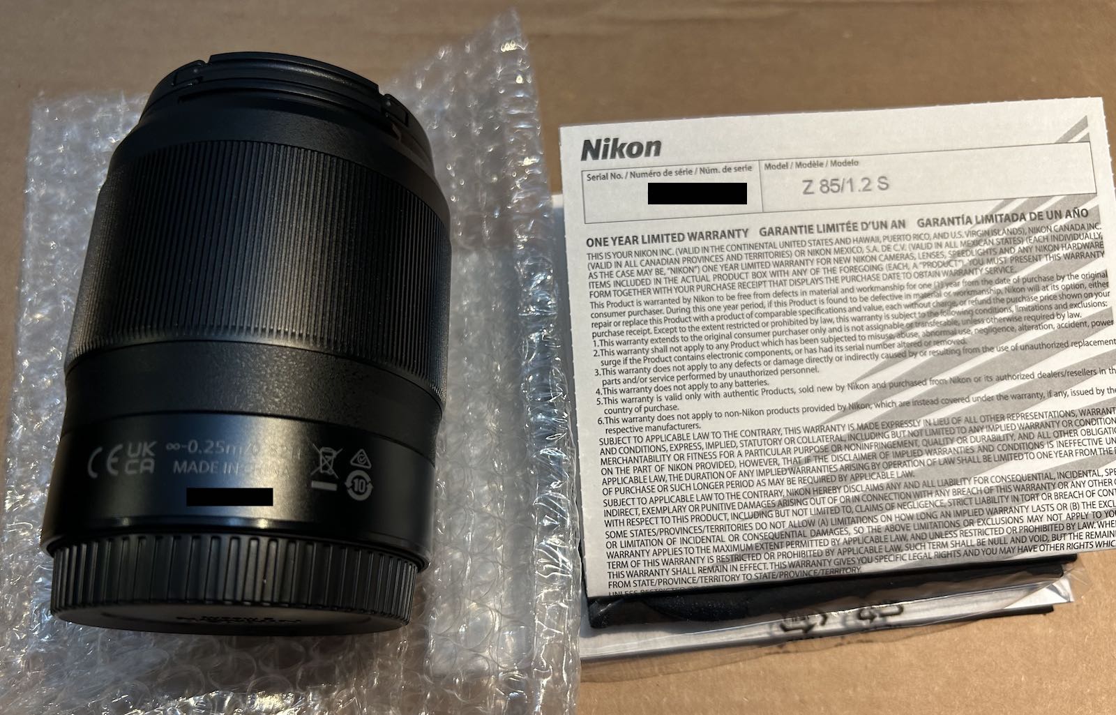 A reader buys a Nikkor Z 35mm f/1.8 S lens, gets a warranty for a 