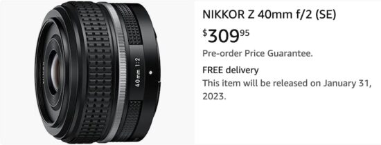 The new Nikon Nikkor Z 40mm f/2 SE lens is now shipping, already