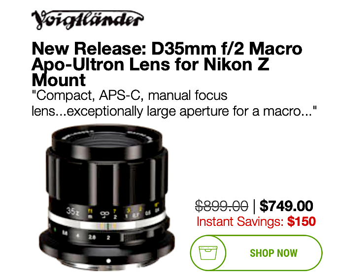 The Voigtlander mirrorless lenses for Nikon Zmount are now on sale for